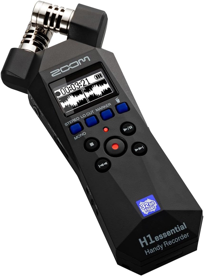 Zoom H1essential Stereo Handy Recorder with 32-Bit Float, Accessibility, X/Y Microphones, Record to SD Card, USB Microphone, Portable, for Musicians, Podcasters, Filmmakers, & Content Creators