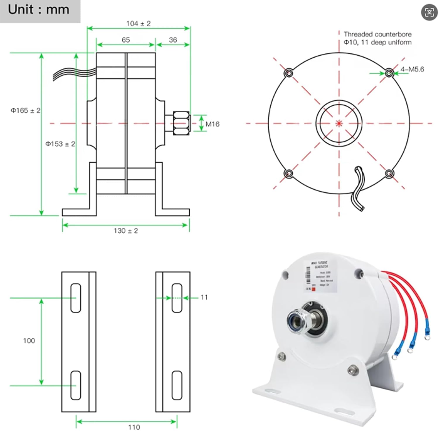 1000W-5000W 450Rpm Permanent Magnet Alternator Coreless Maglev Generator 12V 24V 48V 220V DIY AC Alternators for Hydroelectric Generators and Wind Turbines