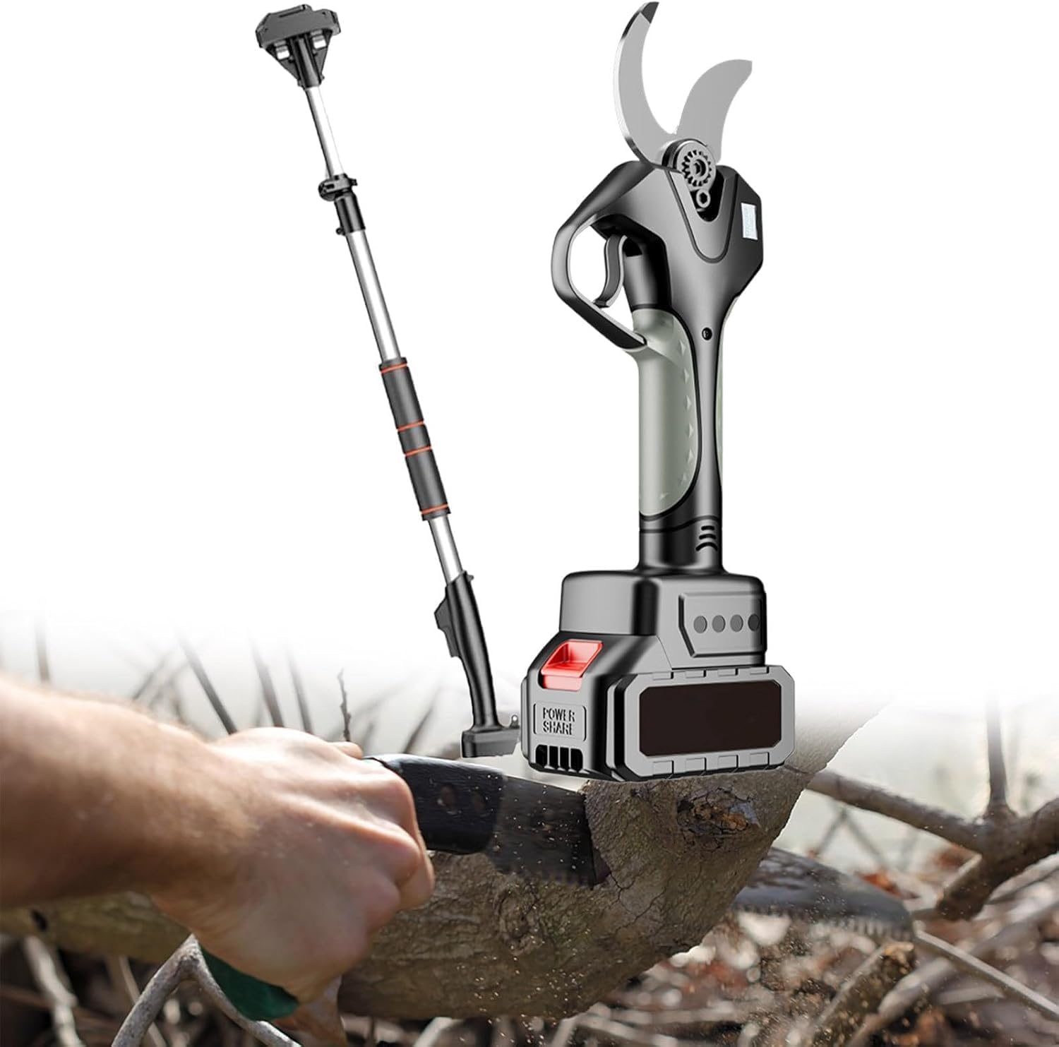 Electric Pruning Shears for gardening, LCD Cordless Pruner Shears with 2 Pack 21V 1500mA Battery, Tree Branch Cutter, 3 Inch Cutting Diameter Clipper