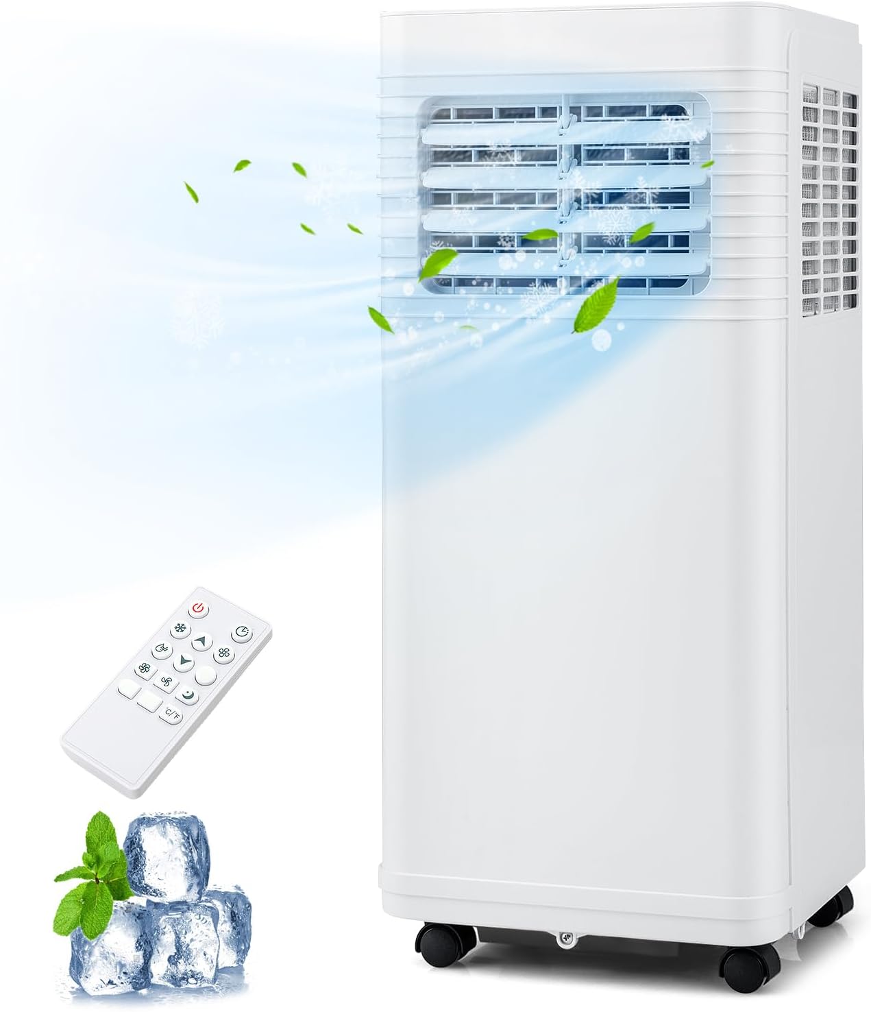 DORTALA Portable Air Conditioner 9000 BTU, 3 in 1 Quiet Floor Standing AC Unit with Fan & Dehumidifier, Sleep Mode, 24H Timer, Remote Control & Installation Kit for Room up to 300 Sq.Ft