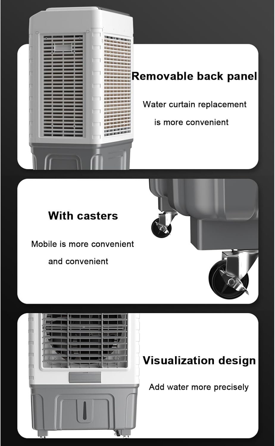 Mobile Air Conditioner, 3 In 1 Evaporative Air Cooler, 3 Wind Speeds, 50L Water Tank, with 6 Ice Boxes & Remote Control, 1-7H Timer, Portable Air Conditioner Fan, for Home Office Dorm (Size : 50L)