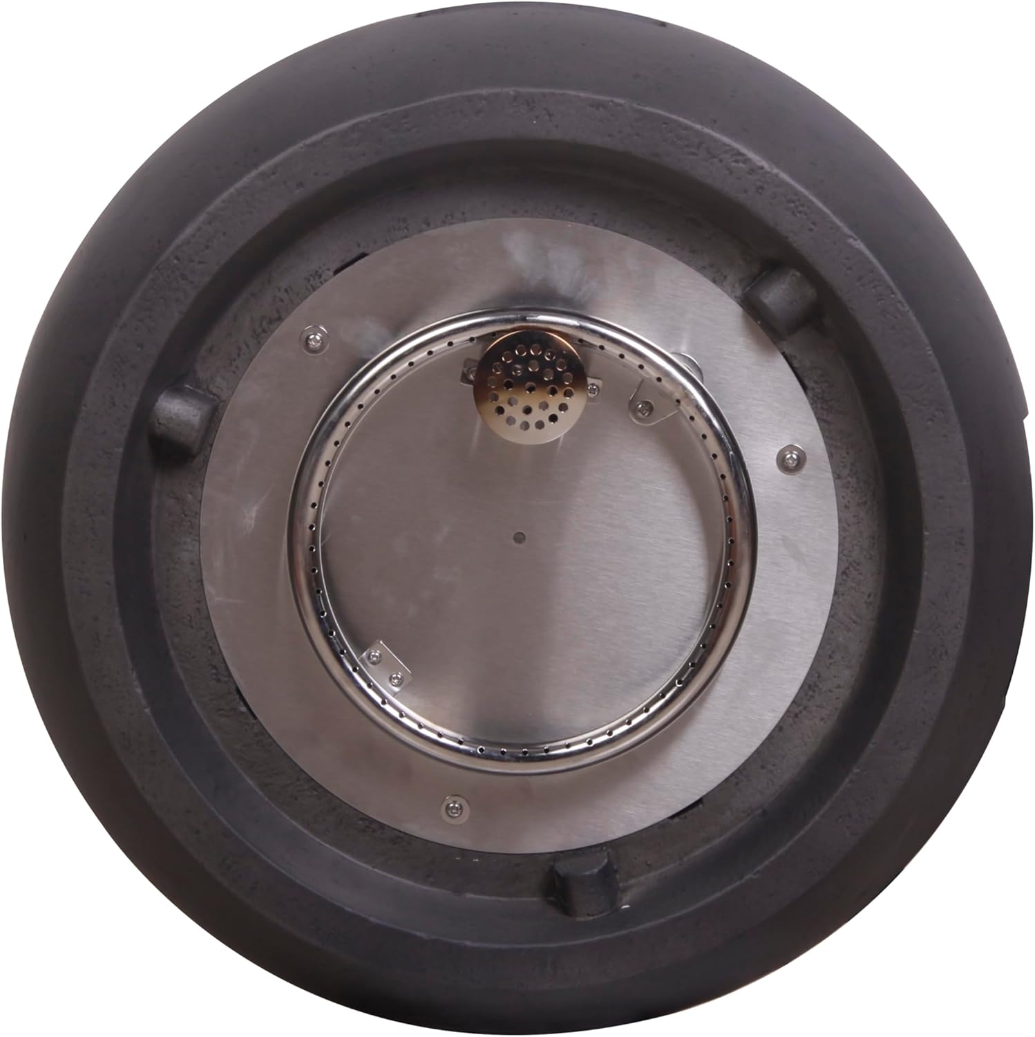 Product Faux Concrete Texture Round Dark Propane Outdoor Fire Pit, Black