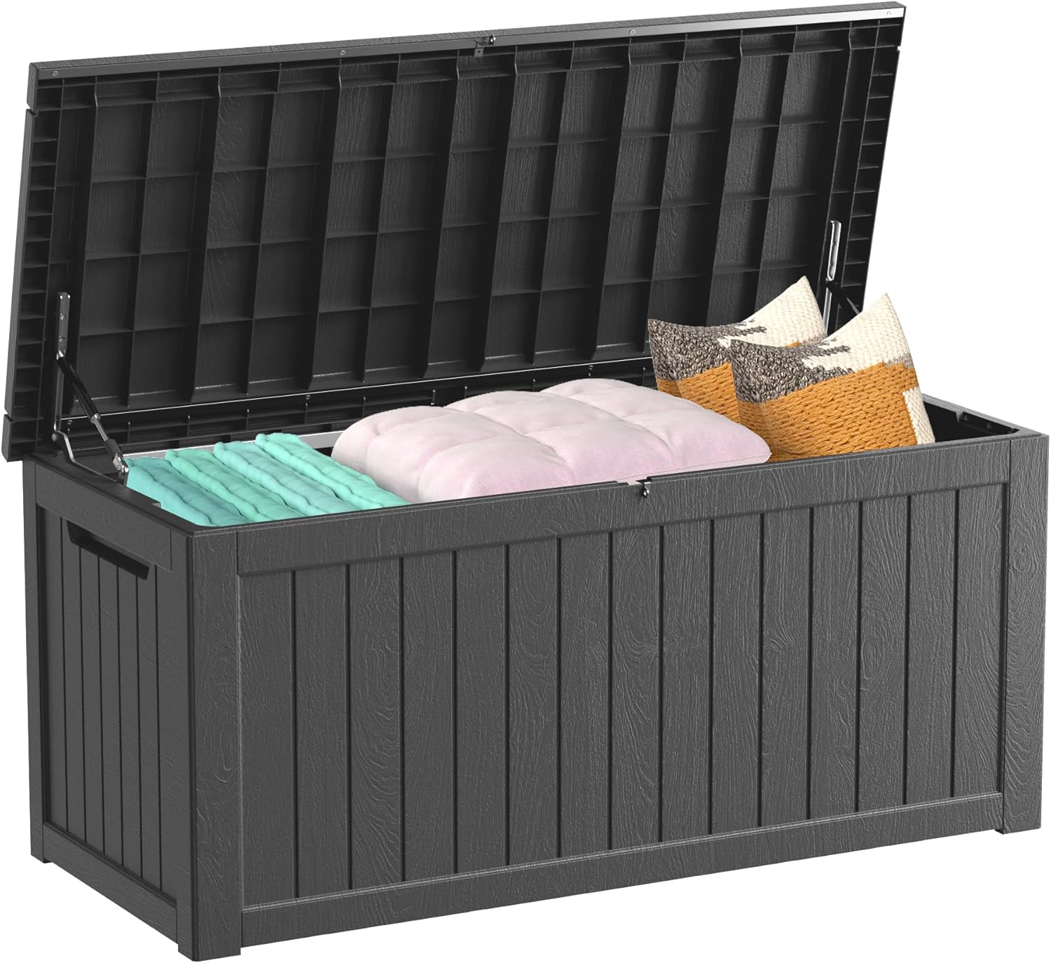 Outdoor Storage Box Waterproof, 200 Gallon Lockable Resin Large Deck Box, Patio Storage Bin for Pool Accessories Cushion Furniture, Garden Tools, UV-Resistant Outside Delivery, Black