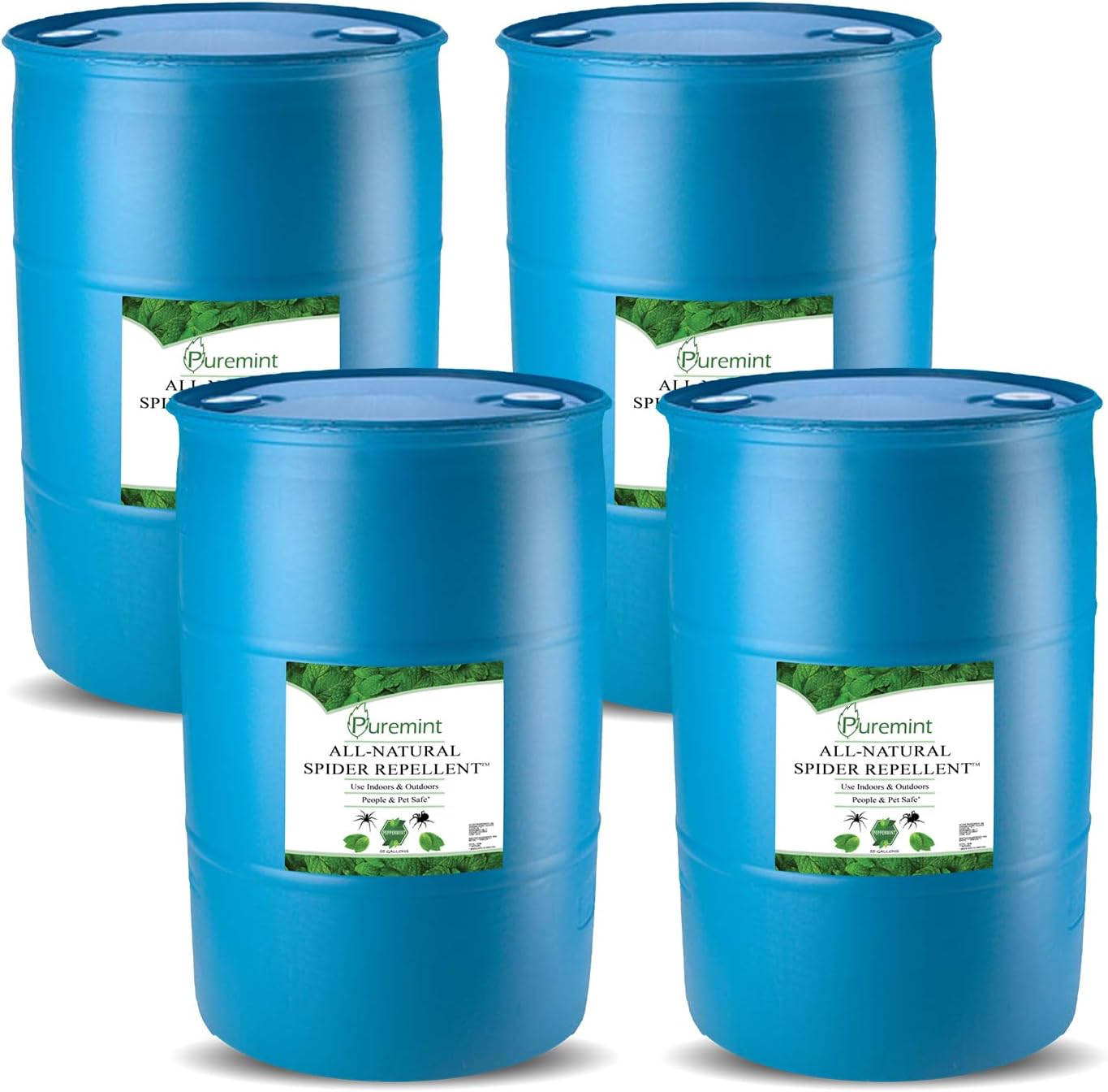 Puremint Spider Repellent, Natural 5% Peppermint Oil Spray, Kills & Deters All Types of Spiders and Insects, Indoor and Outdoor Use, 4-55 Gallon Drums