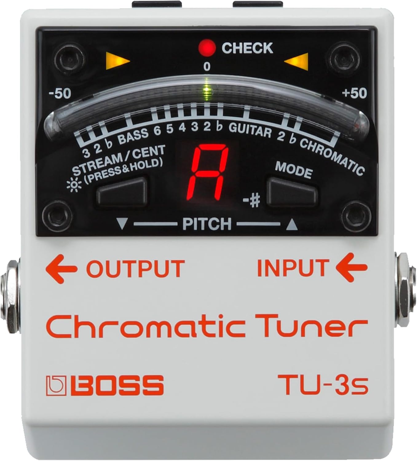 BOSS TU-3S Compact Chromatic Tuner for your Pedalboard | Industry-Standard Performance in a Tiny Footprint | Rock-Solid Tuning for Guitar and Bass | 21-Segment LED Meter | Accu-Pitch Sign Function