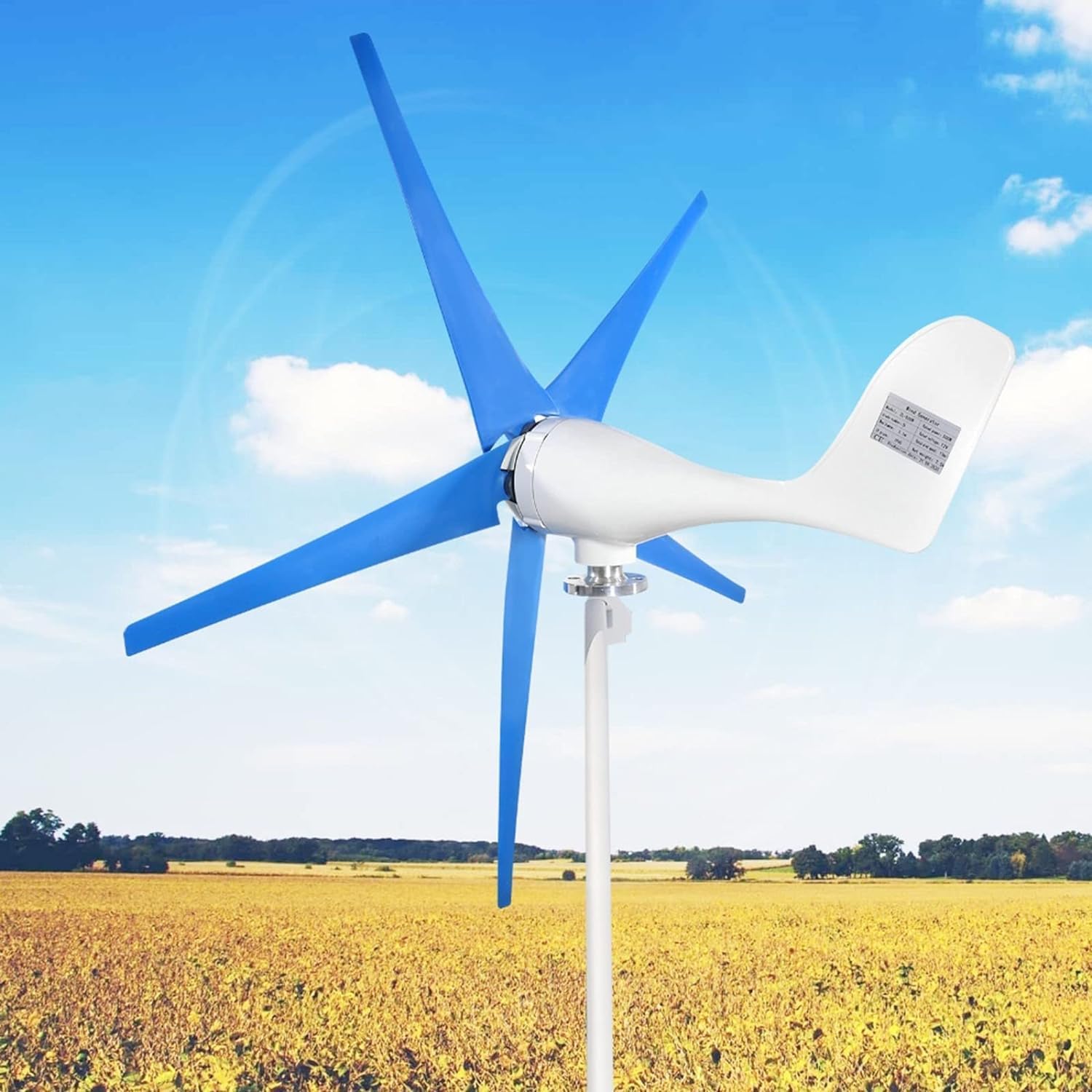 CHRISK 8000W 12V/24V/48V 5 Nylon Fiber Blades Wind Turbine Kit Small Wind Turbine Generator with Controller Windmill Boat RV Home