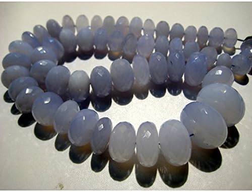 13 inch natural beads strand of 22-11mm faceted rondelle aqua chalcedony gemstone beads for DIY jewelry - necklace, bracelet, earring, ring.