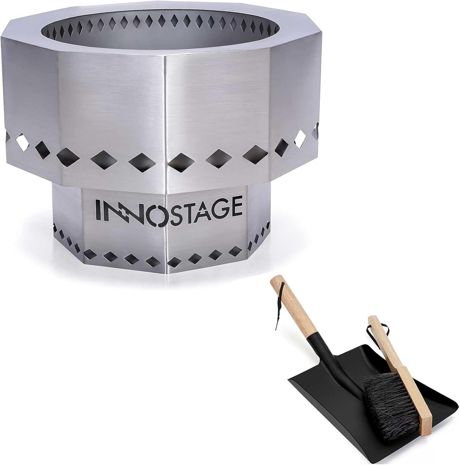 Stainless Fire Pit and Ash Shovel/Brush Set