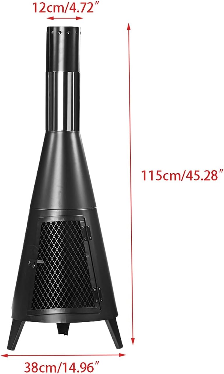 45 Inch Chiminea Heater Stove Wood Charcoal Fireplace Burning Fire Pit for Home Backyard Patio Indoor Outdoor Furnace V NTS