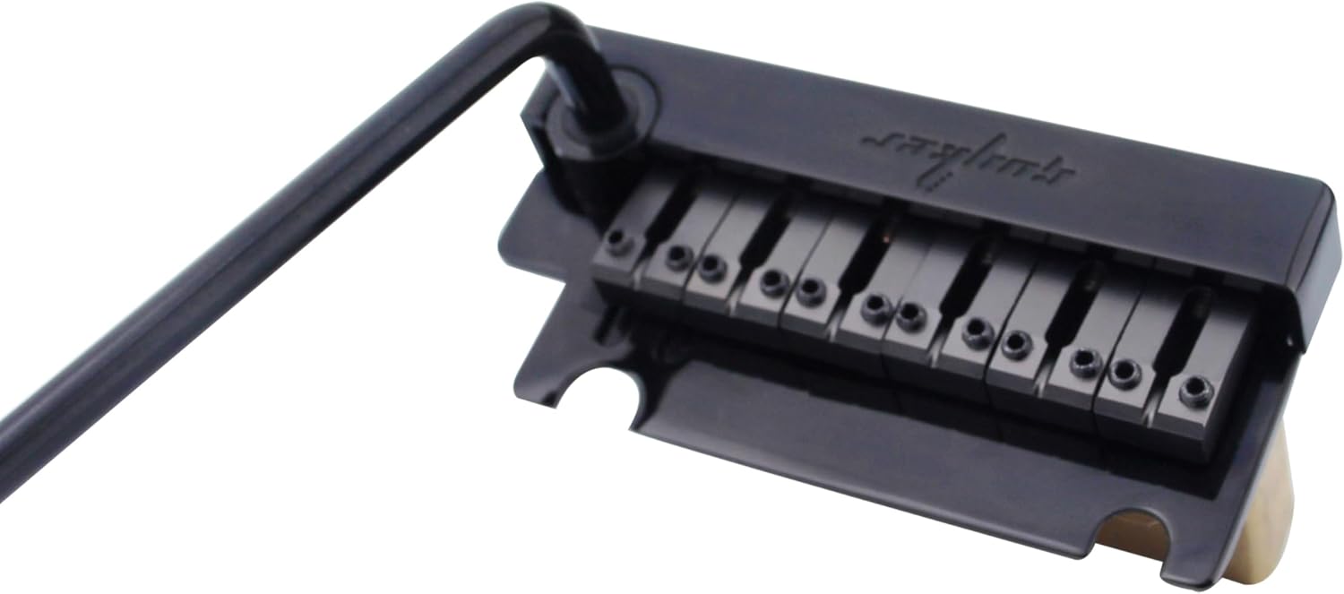 Guyker Guitar Tremolo Bridge String Spacing 10.8MM with Brass Saddle and Brass Block & Bridge Stud, Spring and Claw, Pop-In Vibrato Bar, Complete Install Kit, GG1009 Black