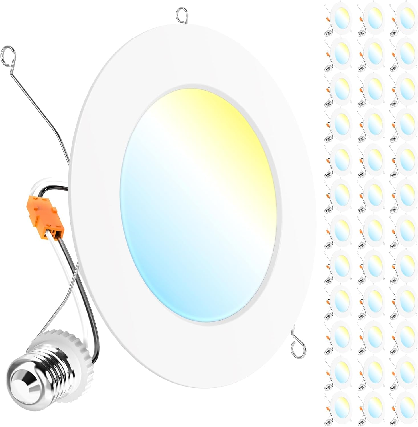 Sunco 36 Pack 5CCT LED Recessed Lighting 6 Inch, 1200 LM High Brightness, Ultra Thin Flat Can Lights, 2700K/3000K/4000K/5000K/6000K Selectable, Dimmable, 15W, Retrofit Installation - UL Listed