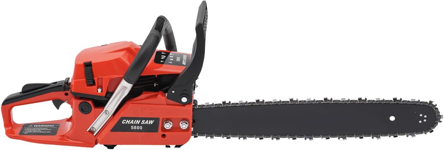2 Stroke 3.6HP/2.6KW Gas Chainsaw, 58CC 20 inch Single Cylinder Air-cooled Gasoline Power Chain Saw, Cutting Equipment Tool, Logging Tool for Forest Harvesting, Cutting Wood, Pruning Branches
