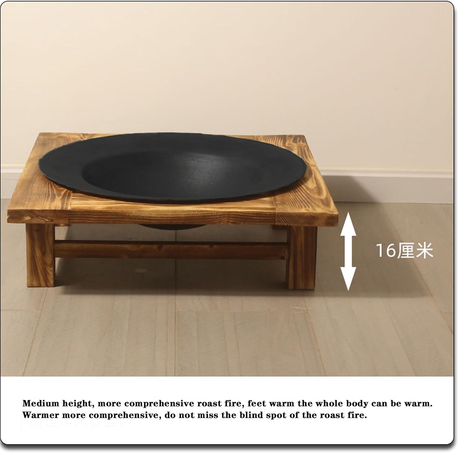 BNEI Tabletop fire Pit, Chinese Exquisite Appearance, Log Base, Pig Iron Material, Including Barbecue net, Charcoal Clips, Pot Holder