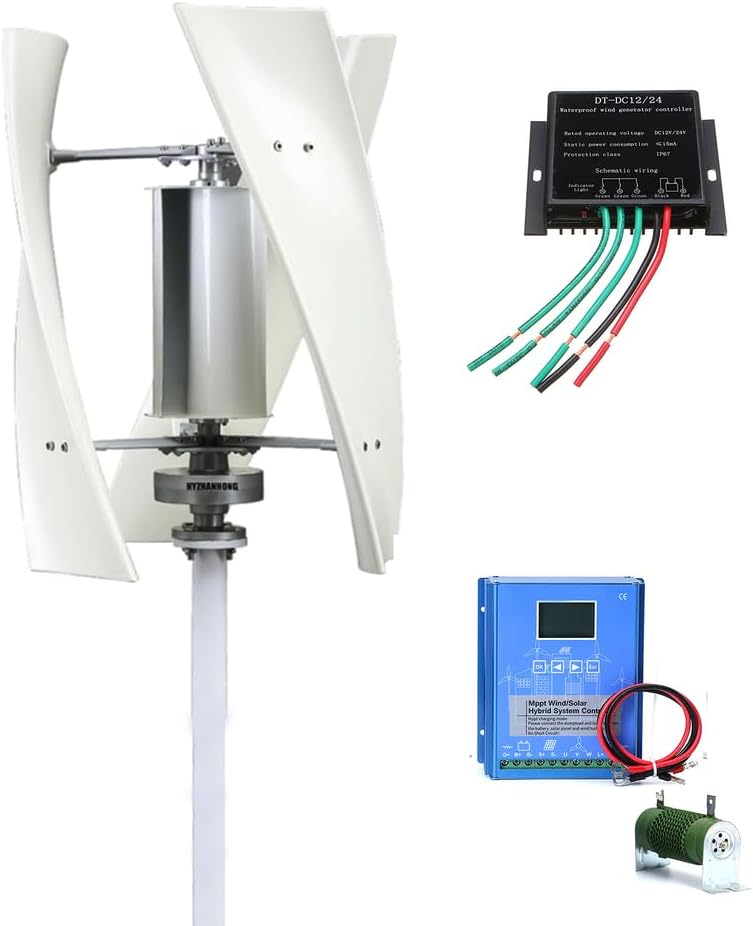 24V,BAOJUHUIKANG 12V 24V 48V 220V Wind Turbine Generator 3 Blade 5000W with Controller Wind Power Turbine Generator Kit Low Noise Suitable for Outdoor Garden Lighting