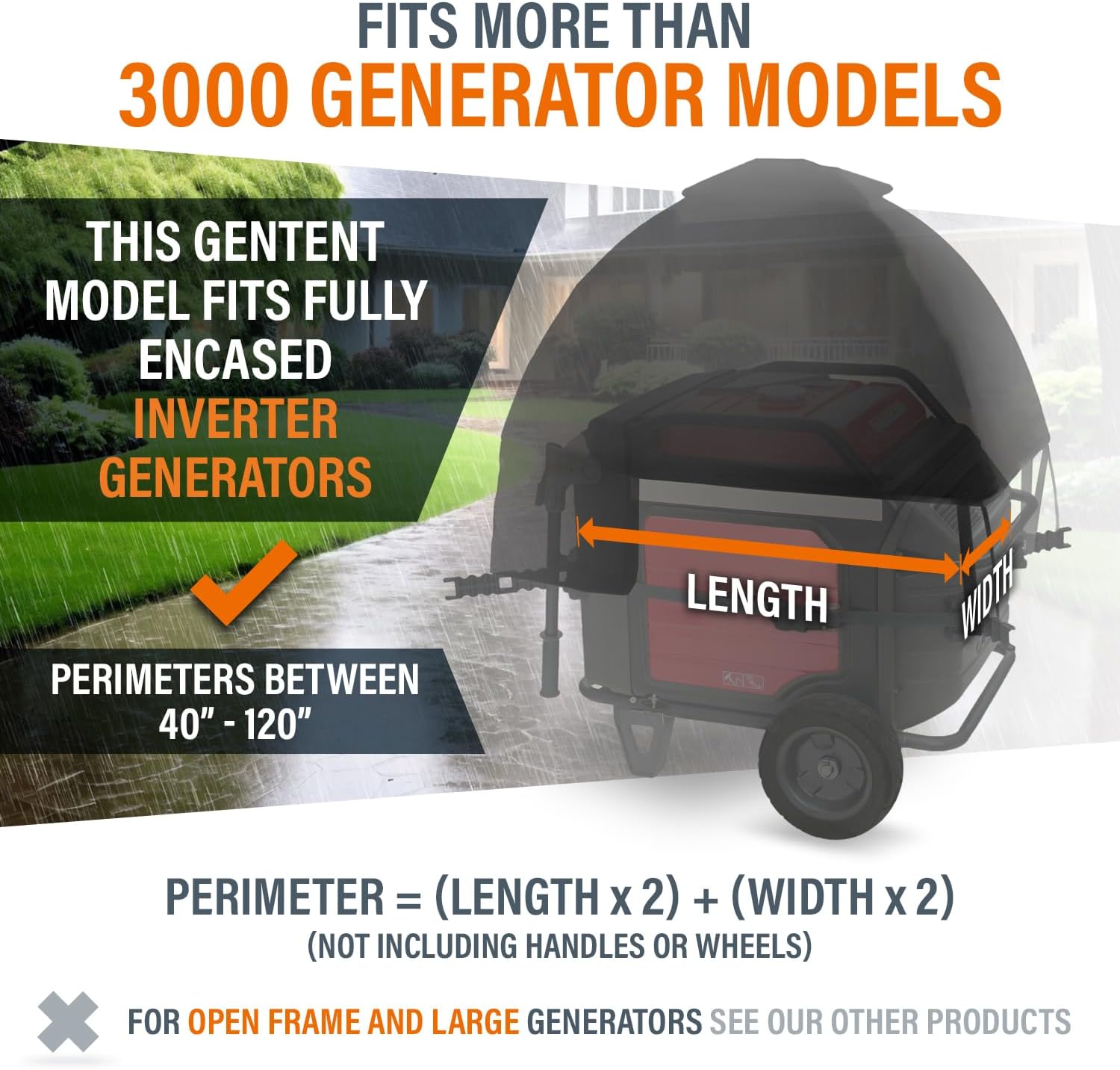 GenTent Generator Running Cover - Inverter Kit (Extreme, Grey) - for Fully Encased Inverter Generators