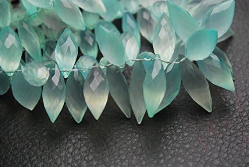 30 Pcs of Extremely Beautiful,Super Finest, Super Rare Shape, Aqua Chalcedony Faceted Dew Drops Briolettes 8-9mm Large Size