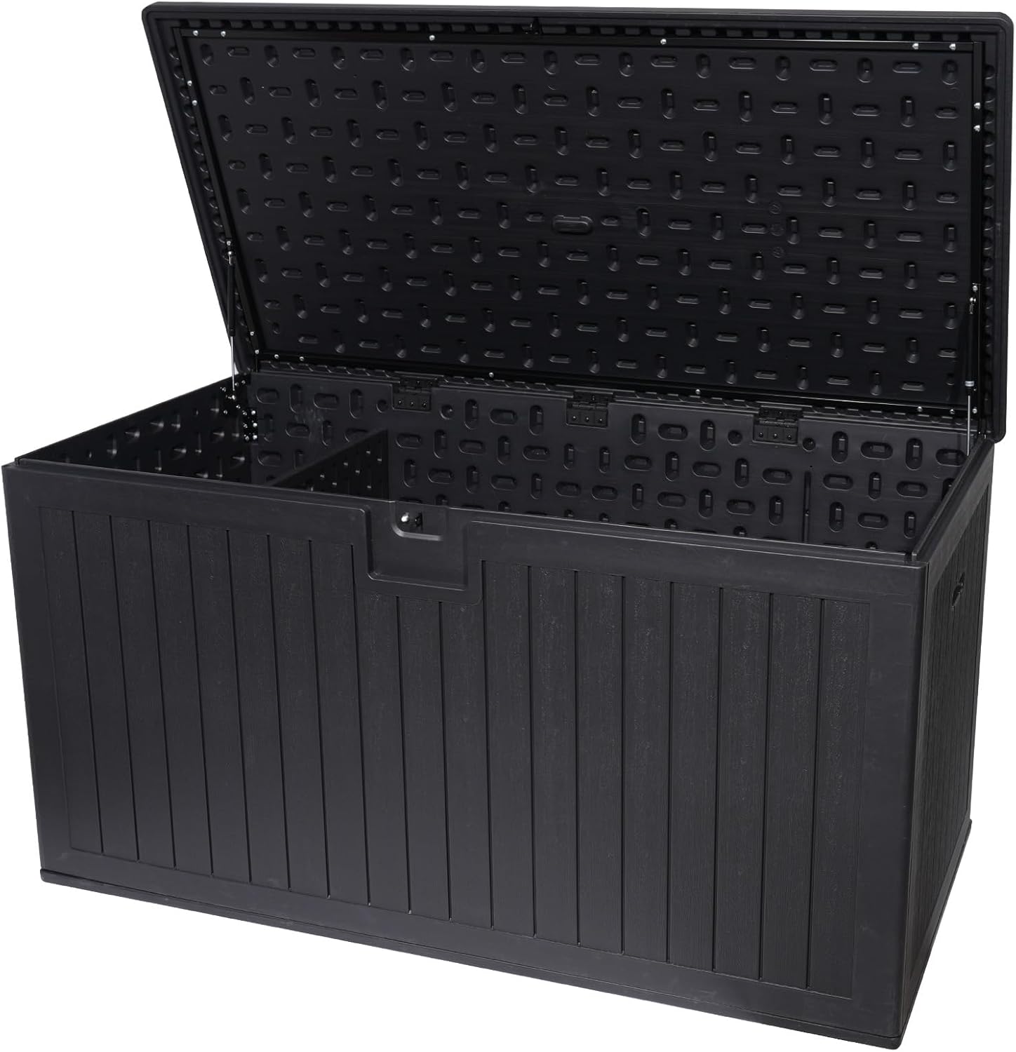 230 Gallon Outdoor Storage Box, Waterproof Resin Deck Box, Patio Storage Bin with 6 Lifter, Lockable Storage Containers for Patio Furniture Cushions, Pool Accessories, Garden Tools - Black
