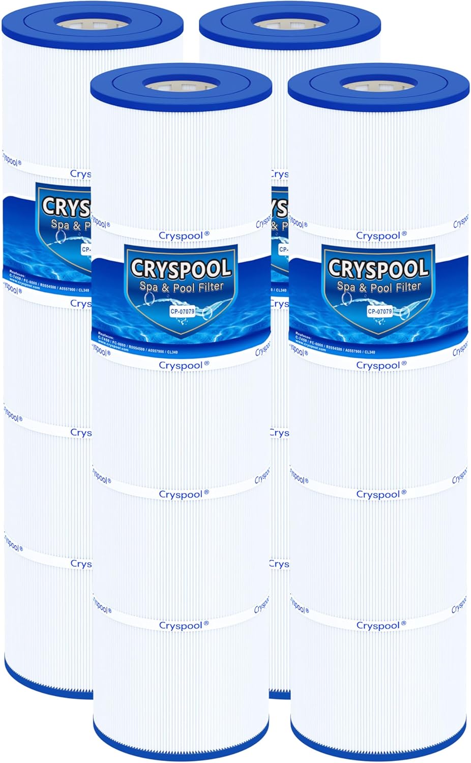 Cryspool® 07079 Filter Compatible with Jandy CL340, CV340, PJAN85, R0554500, C-7459, FC-0800, A0557900, 4×85 Sq. Ft Pool Filter Cartridge, 4 Pack