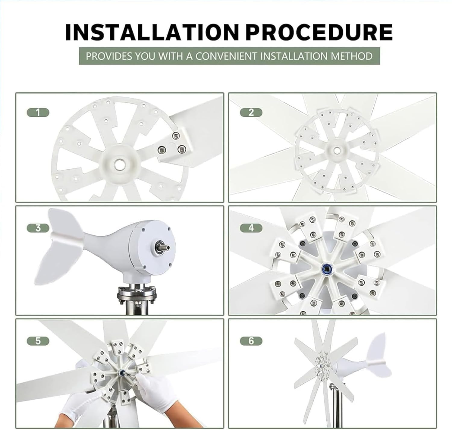 8000W Wind Turbine Generator 12V/24V/48V with 8 Blades & MPPT Controller - High-Efficiency Renewable Energy System for Homes & Weather Stations - Eco-Friendly Power Solution