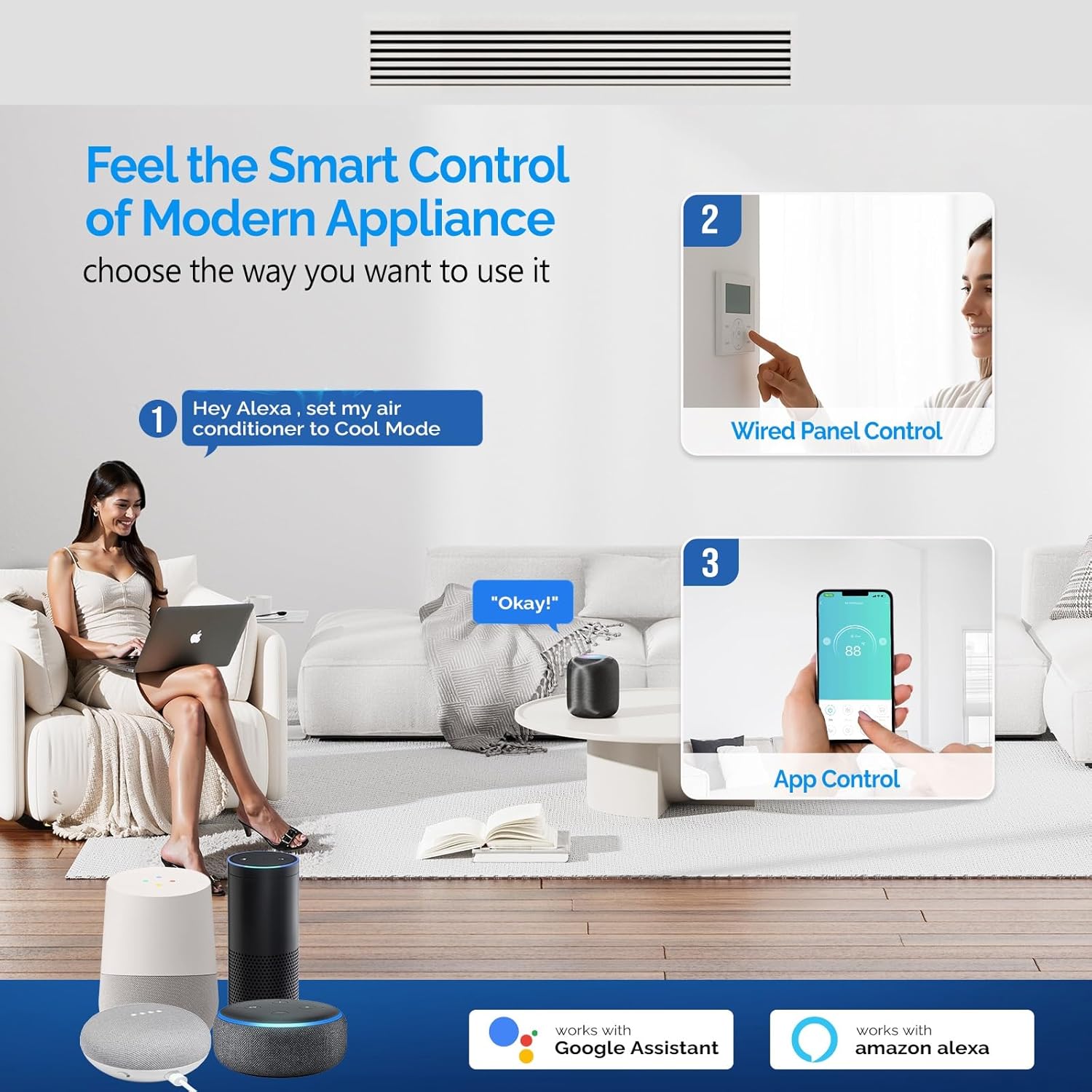 ROVSUN 9500 BTU Smart WIFI Ducted Mini Split AC/Heating System with Inverter, 24 SEER2 Concealed Duct Air Conditioner with Wired Controller, Pre-Charged Condenser, Heat Pump & Installation Kit, 230V