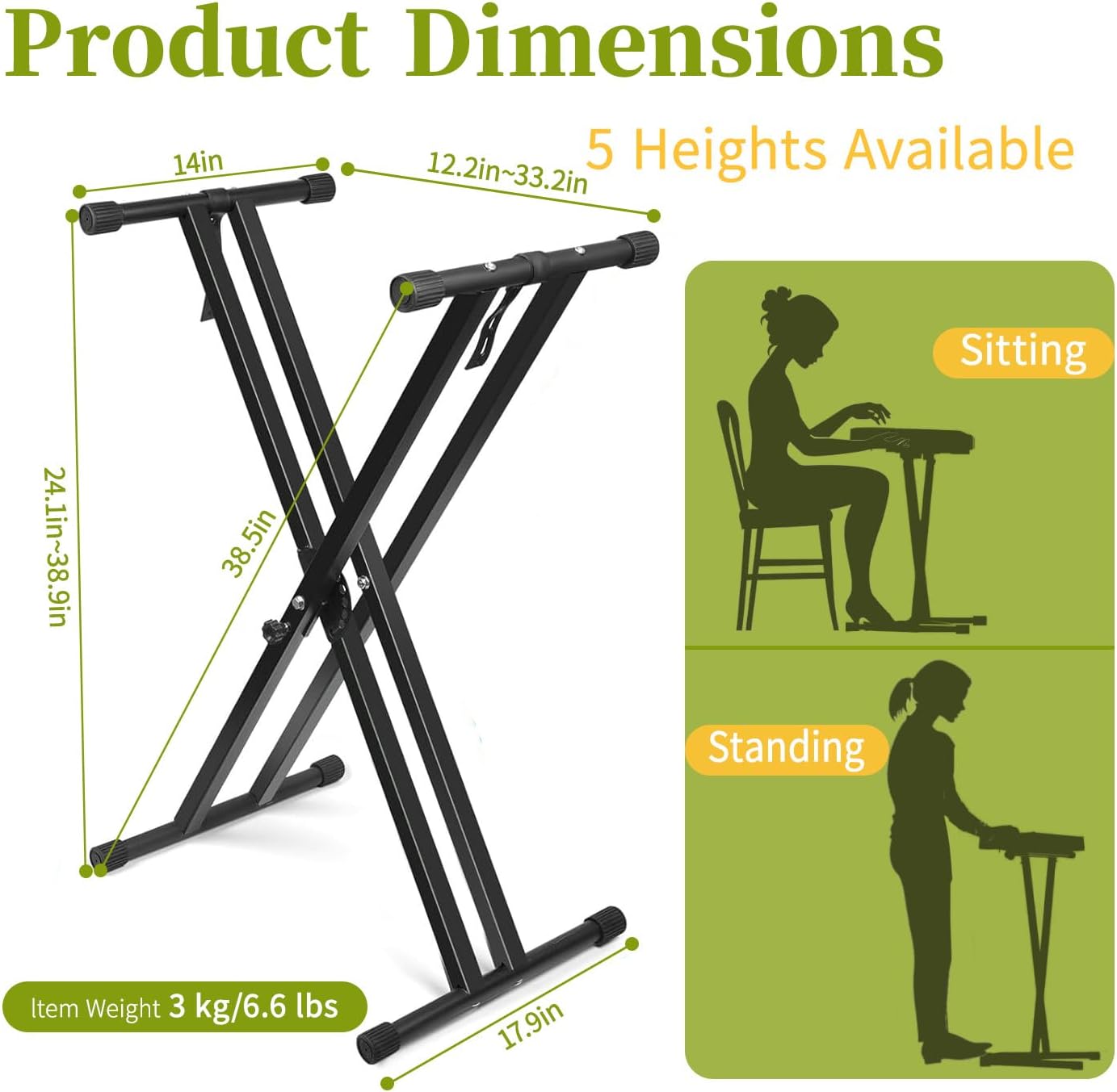 ZHRUNS 88 Key Weighted Keyboard Piano with X-Shape Stand, Sustain Pedal, Power Adapter & Sheet Music Stand - Home Digital Piano, Black