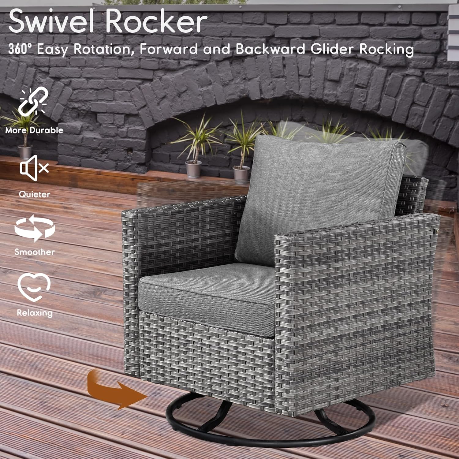 HOOOWOOO Outdoor Patio Furniture Sets 7 Pieces Patio Conversation Sets Weather Resistant Wicker Sofa Seating Set with 42