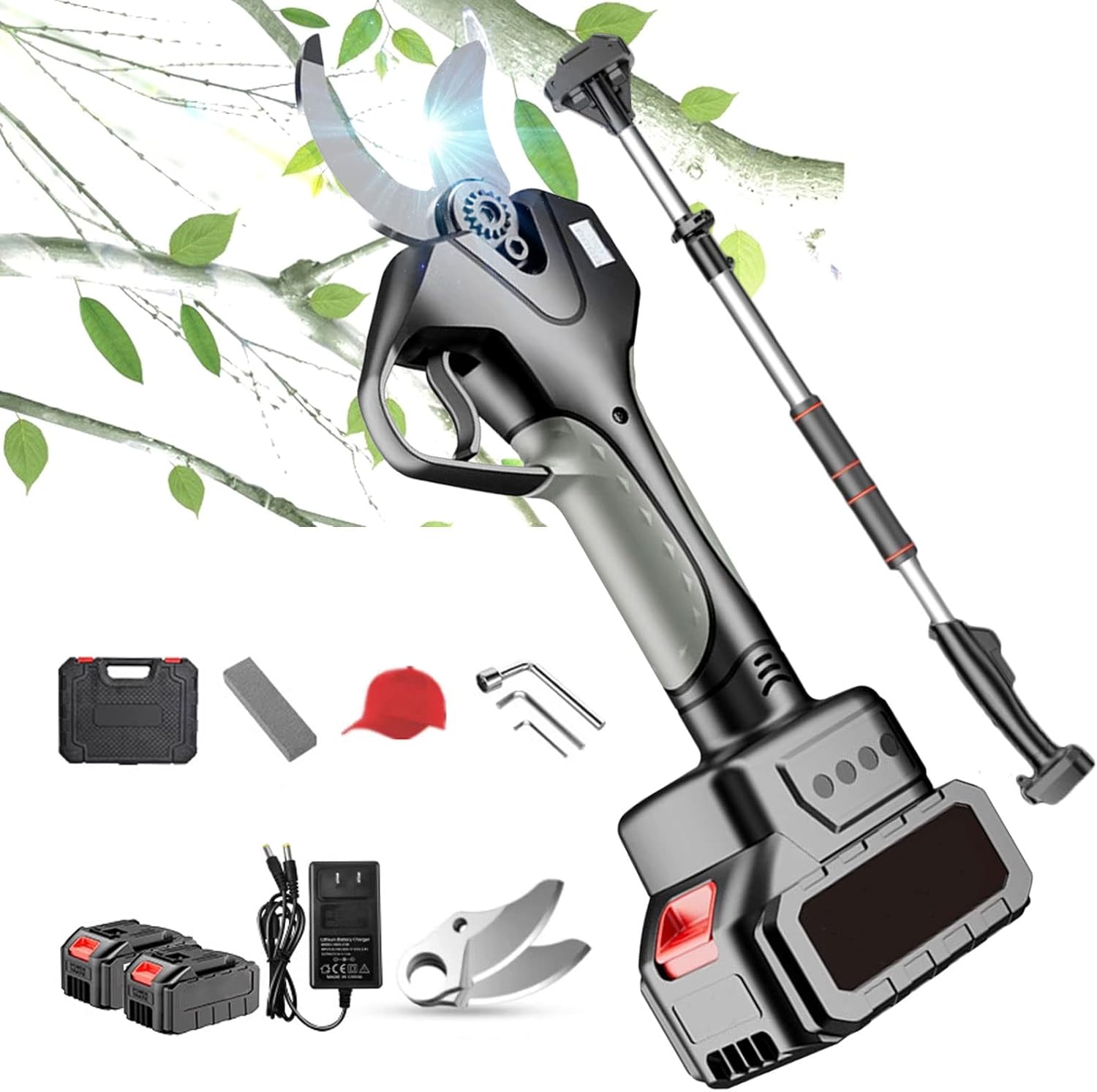 40Mm/1.57 Inch Professional Electric Pruning Shears, Cordless Battery Powered Portable Tree Branch Pruner with Digital Display, Tree Pruners for Gardening Rechargeable Outdoor Branch Cutter