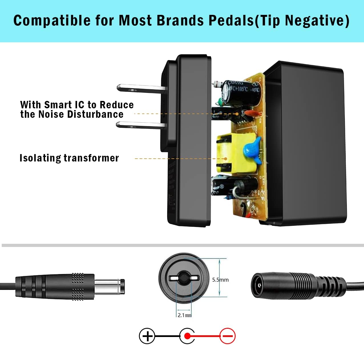 JOYO R-26 Bass Overdrive Amp Simulator Pedal and DC 9V Power Supply (800mA -1A) Adapter