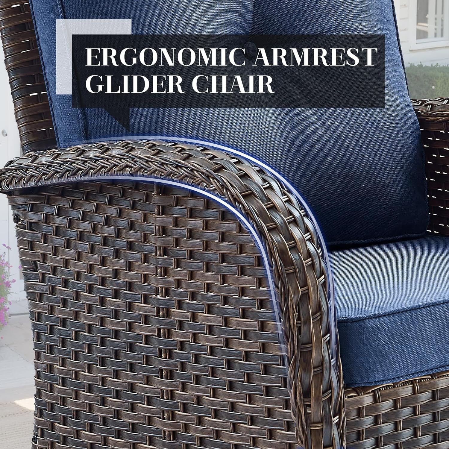 HUMMUH 5-Piece Patio Furniture Set with Fire Pit,Wicker Outdoor Swivel Rocker Chairs Patio Sofa for Backyard,Poolside,Deck