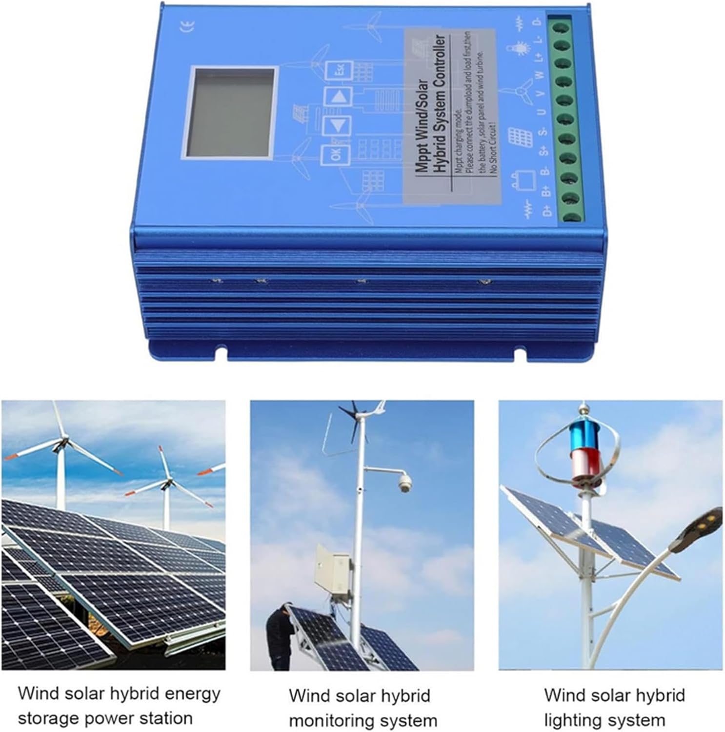 3000W Wind Solar Hybrid Charge Controller,12V/24V/48V Wind and Solar Complementary Regulator Charging Suitable for Charging Wind Turbines and Solar Panels ,12V