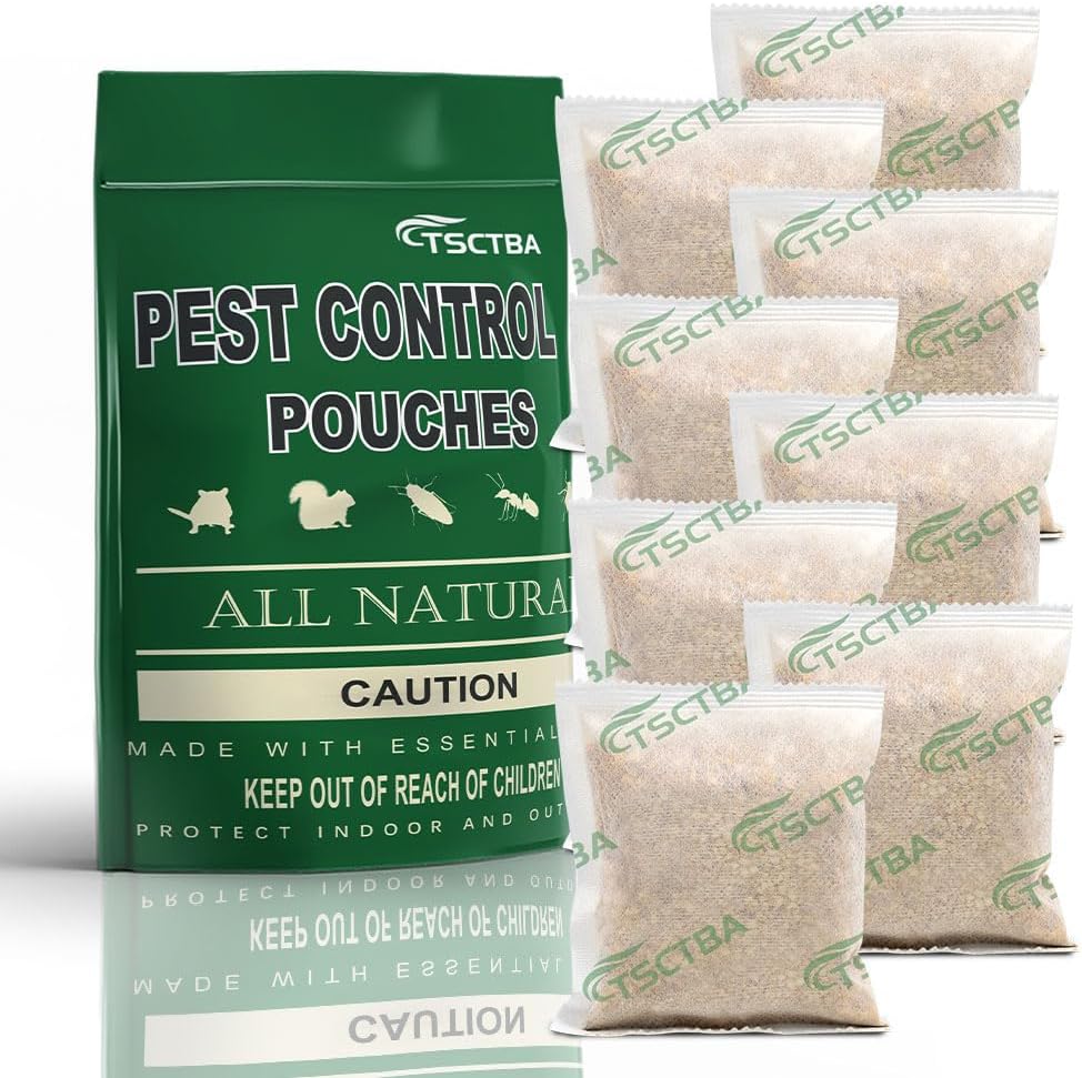 TSCTBA Pest Control Pouches, Mice Repellent, Mouse Repellents,Rat Deterrent, Peppermint Oil to Repel Mice and Rats, Repel Rodents,Mosquito,Spider,Roach,Ant,Moths & Other Pests Repellent-8Pouches