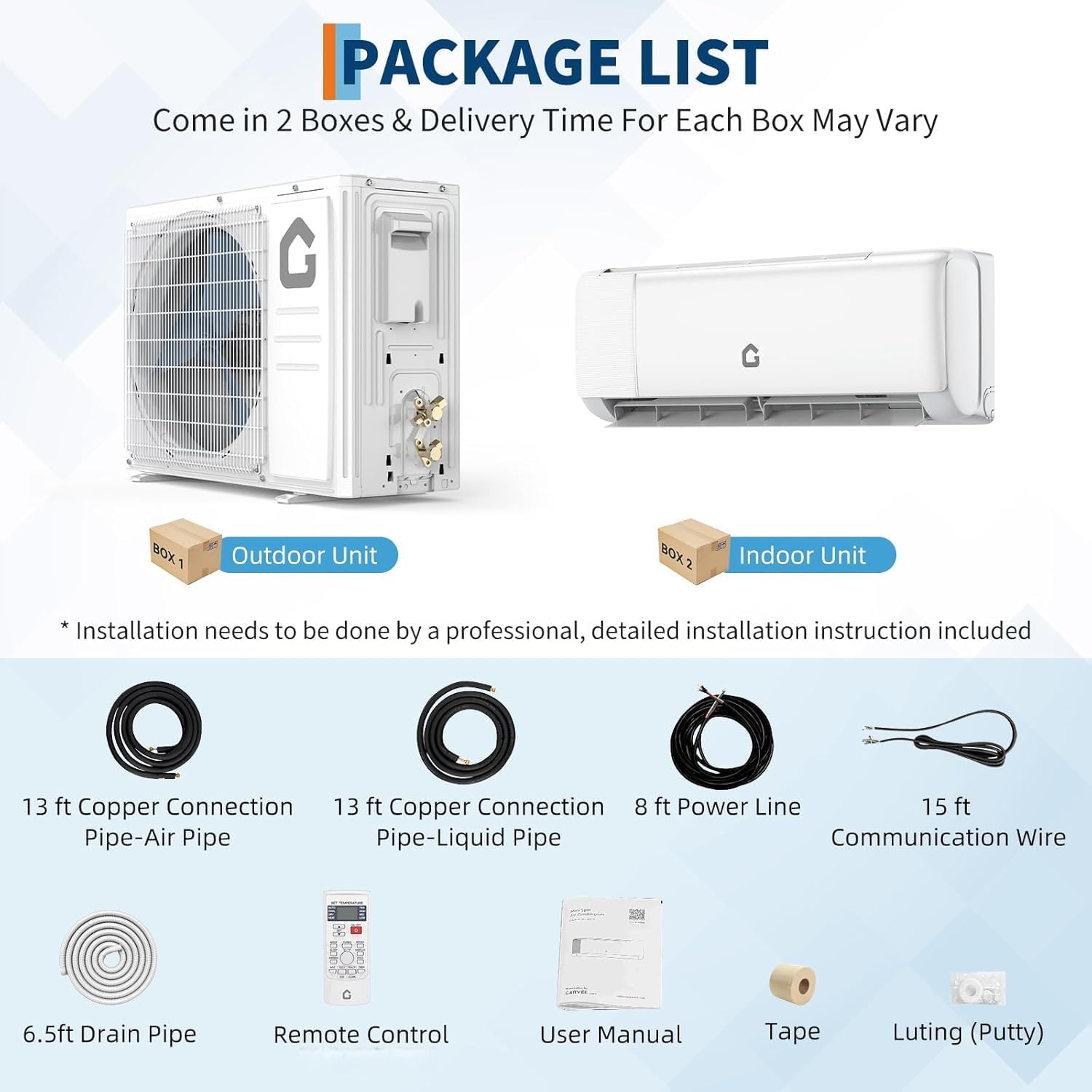 18.5 SEER2 9000 BTU Ductless Mini Split AC with Heater, 230V WiFi-Enabled Inverter Air Conditioner for Rooms up to 450 Sq.Ft, Includes Remote Control