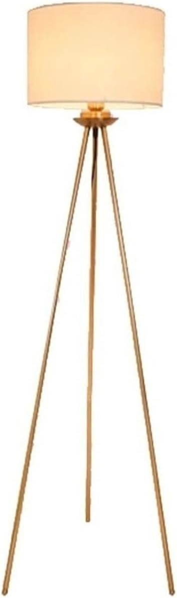 Floor Lamps Tripod Iron Floor Lamp with Fabric Lampshade Elegant Floor Light Modern Standing Lamp for Living Room Bedrooms Kitchen, Gold