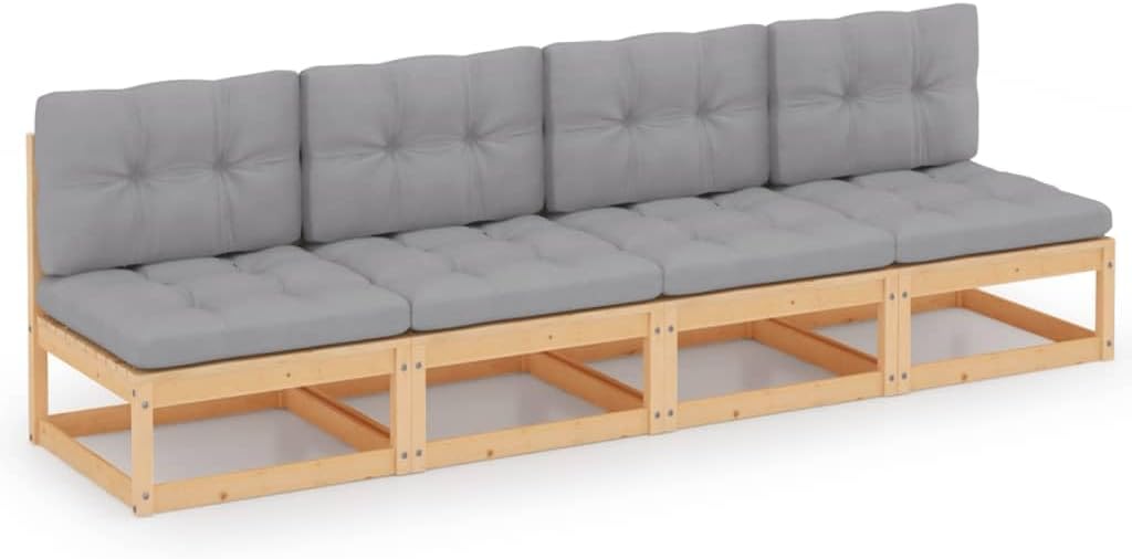 4-Seater Patio Sofa with Cushions Solid Wood Pine,4Seater Garden Sofa with Cushions for Outdoor Relaxation, Leisure, and Conversation Patio Furniture & Accessories, Outdoor Seating