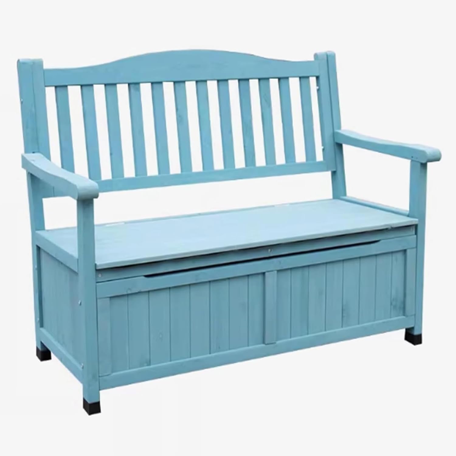 Garden Storage Bench, Wooden Outdoor Bench, Entryway Storage Box, Park Patio Benches with Backrest and Armrest, for Balcony Yard Front Porch(Blue)