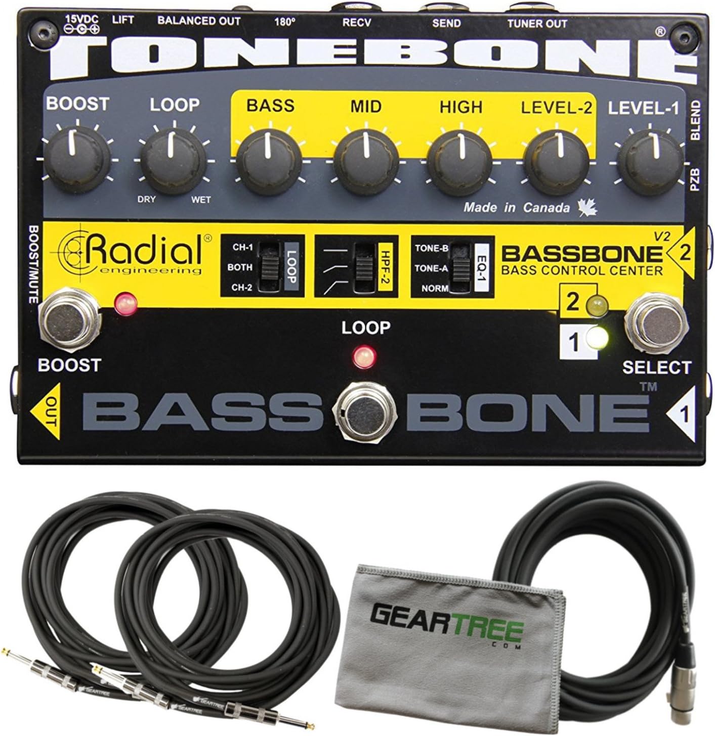 Radial Bassbone V2 Bass preamp, dual input with EQ, power boost, FX loop & built