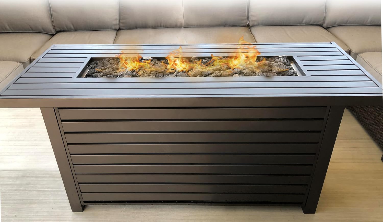 GOWE Casselton Steel Propane/Natural Gas Outdoor Fire Pit Table with Lid