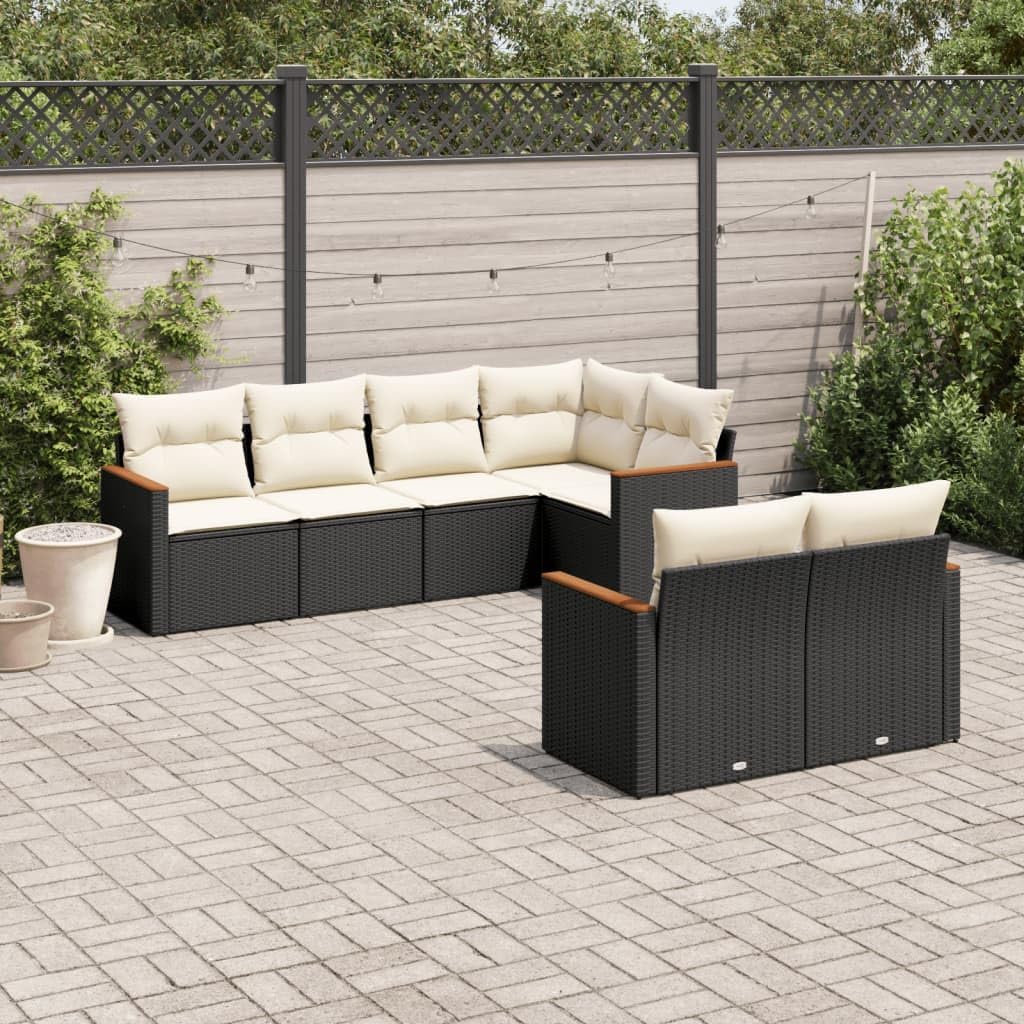 7-Piece Modular Garden Sofa Set Black PE Rattan Outdoor Furniture with Storage and UV-Resistant Design for Patio Balcony