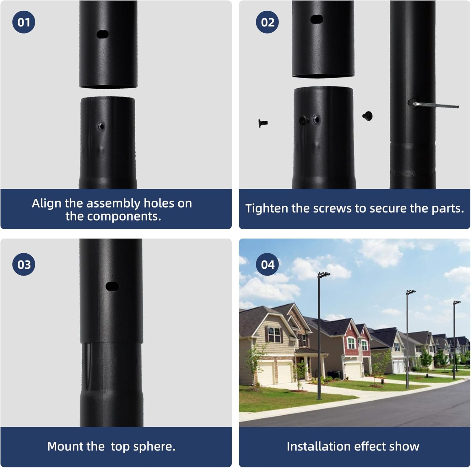 Street Light Pole 20Ft, Street Light Poles for Outdoor Lighting,Solar Pole Accessory for Street, Suitable for Basketball Courts, Parking Lots, Residential Areas, Park (20FT)