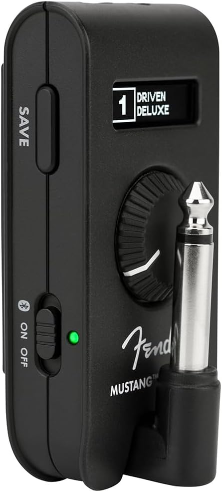 Fender Mustang Micro Plus Headphone Amplifier Bundle with 12x Guitar Picks and Instrument Polishing Cloth - Rechargeable Battery, Bluetooth Audio Streaming and 50 Amp and Effects Models
