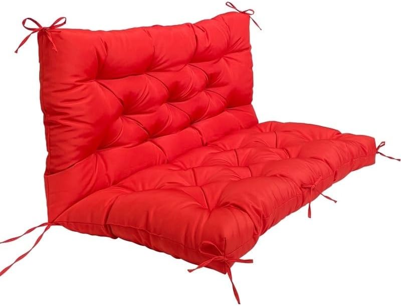 Outdoor Swing Cushion Garden Patio Chair Cushions with Backrest & Ties 2-3 Seater Thicken 4