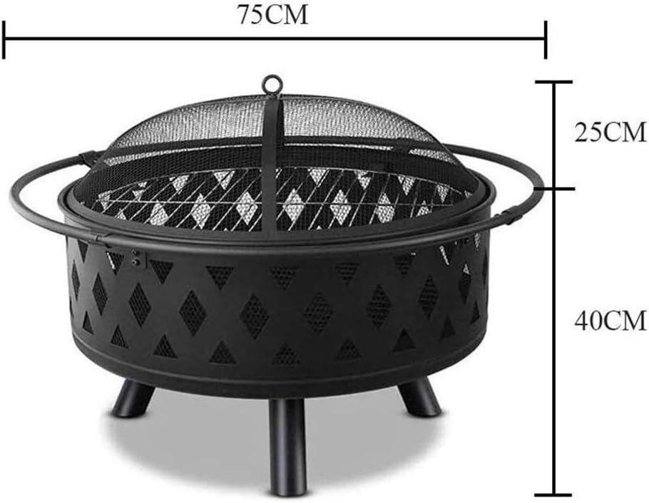 Firepit Fire Pit Large Steel Patio Fireplace Cutouts Pattern, Indoor Outdoor Bonfire Heating Barbecue Pit