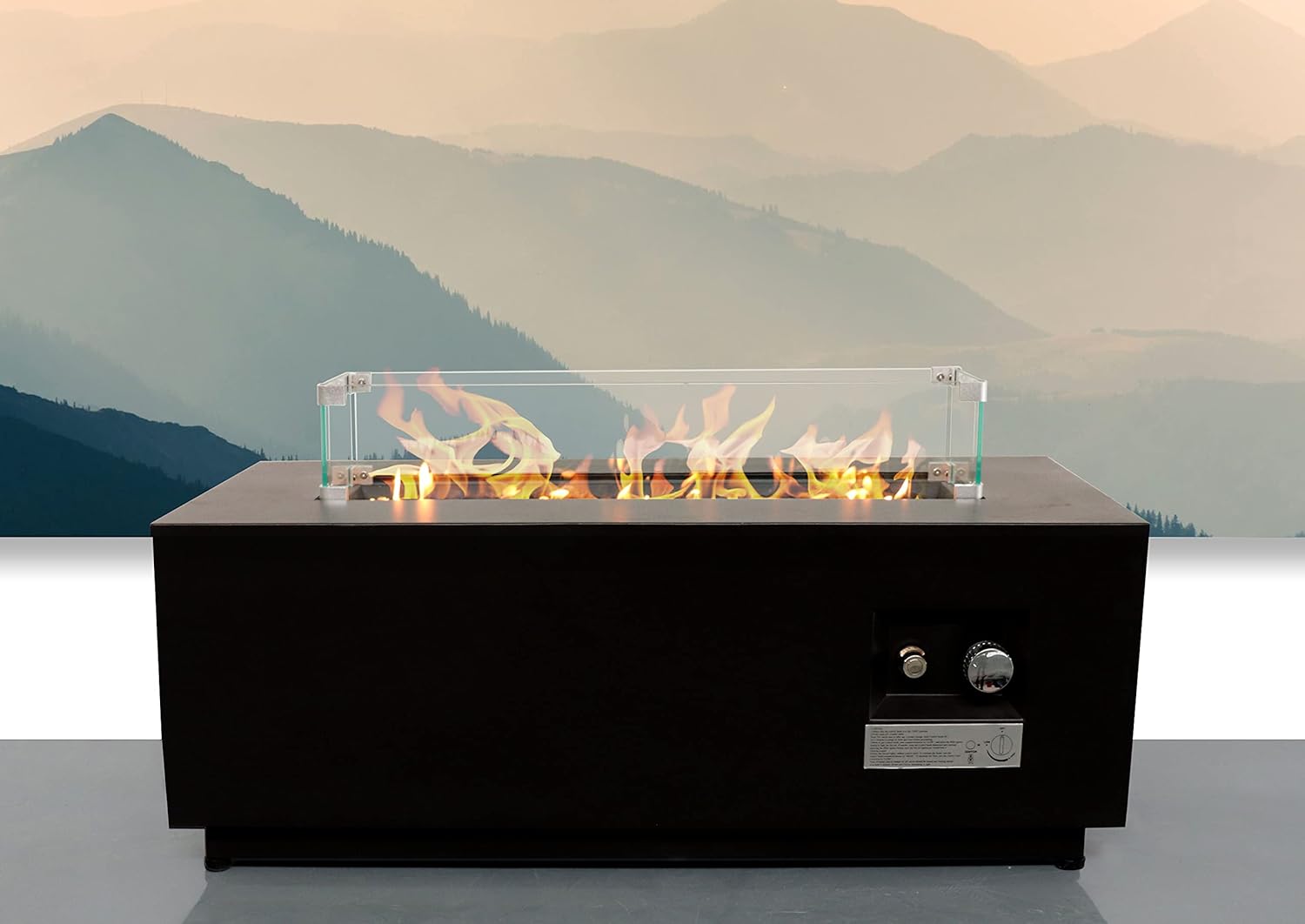 Kaimei Steel Fire Pit Table for Patio - Rectangle Propane Fire Table with Lid & Cover - 42-Inch Outdoor Fireplace for Backyard, Balcony