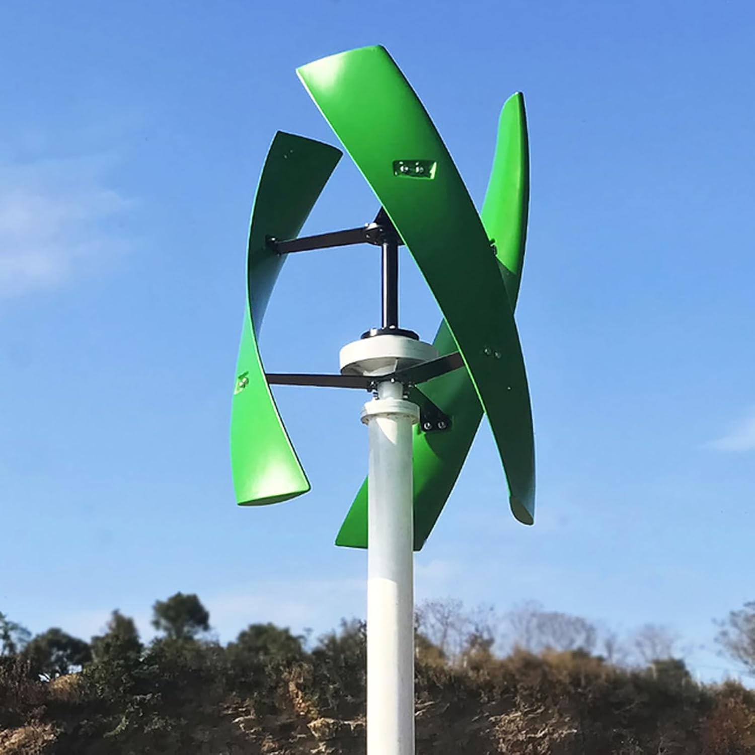 FLTXNY 800W 24V Vertical Axis Maglev Wind Turbine Generator Green Blades VAWT Wind Power Generator Kits with LCD MPPT Charge Controller Charge 24V Battery Off Grid System