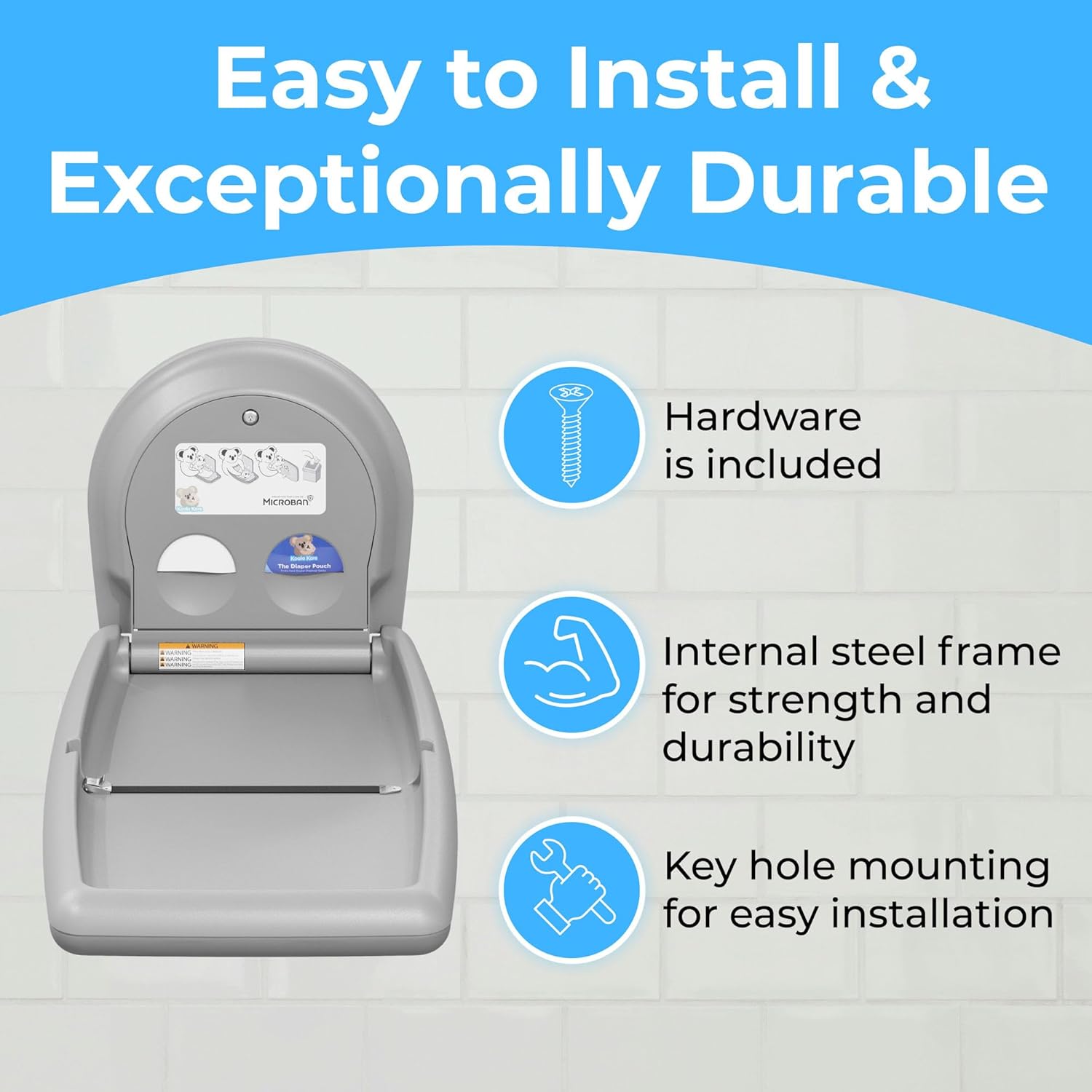Koala Kare Surface-Mounted Horizontal Baby Changing Station, Model KB300-01 (Grey)