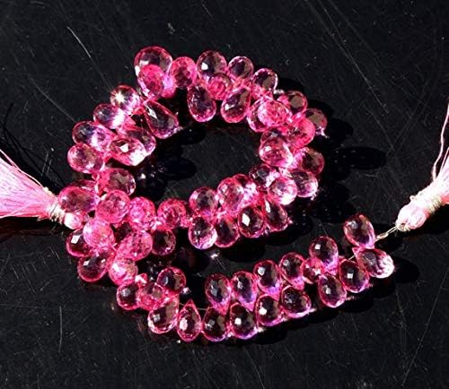 pink mystic quartz micro faceted teardrop briolettes size 9-13 mm approx gemstone briolette beads 2
