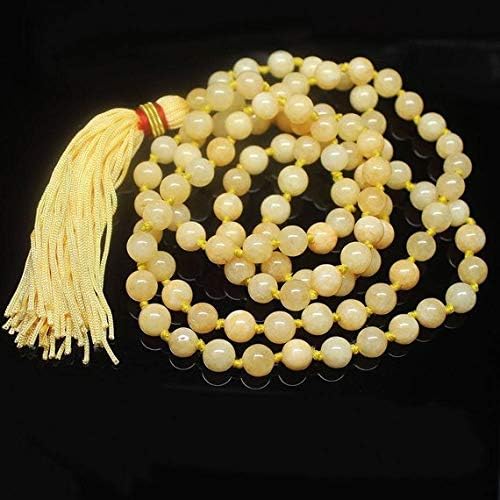 108 pcs yellow jade smooth prayer tasbih round sphere round gemstone loose craft beads 8mm