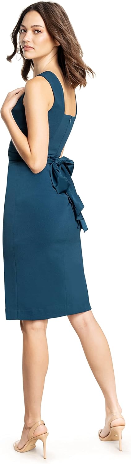 DRESS THE POPULATION Women's Alessia Sleeveless Plunge Neckline Waist Tie Midi Dress