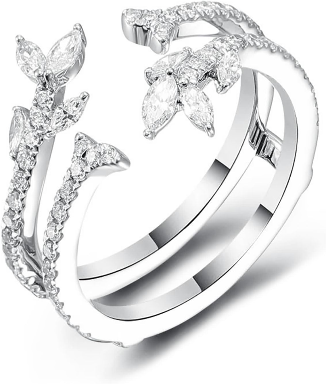 Womens Wedding Rings White Gold, Simple Rings Cubic Zirconia Open Jewelry 9/14/18K Gold/Platinum Gift for Wife