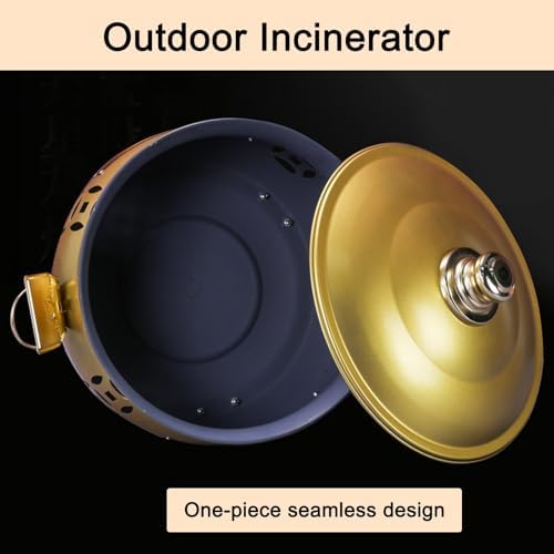 Outdoor Burn Barrel, Incinerator with Lid, Metal Fire Pit, Double Handle Trash Burning Containers, for Burning Garbage Leaves(Red,45cm/18in)